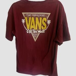 Vans offf the Wall men's L Maroon Graphic Print Skate Skateboard Beach t shirt